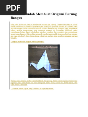 Tutorial Mudah Membuat Origami Burung Bangau