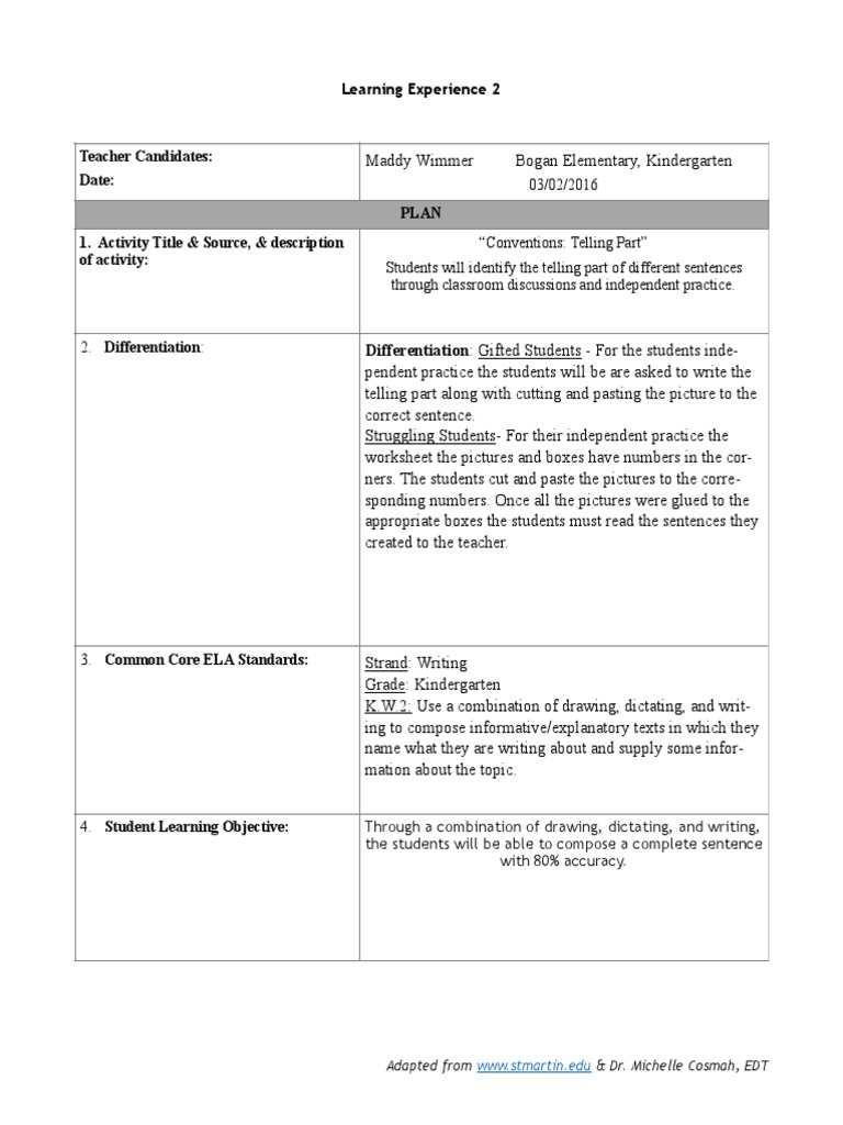 Edtpa Task 1 Part B - Plans For Learning Segment 2 | PDF | Educational ...