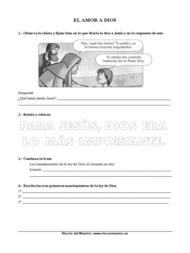 Actividades sobre el Amor a Dios para Niños | PDF | María, madre de ...