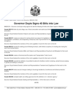 Governor Doyle Signs 43 Bills Into Law: State of Wisconsin