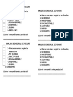 Analisis Sensorial de Yogurt