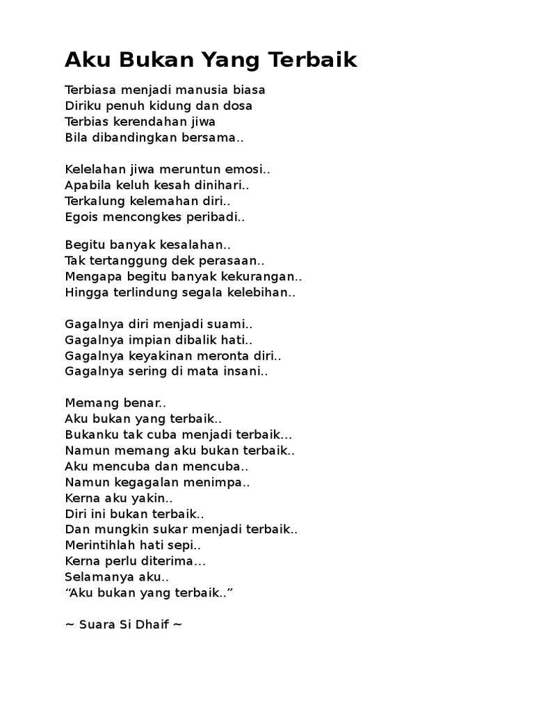 Aku Bukan Yang Terbaik Pdf