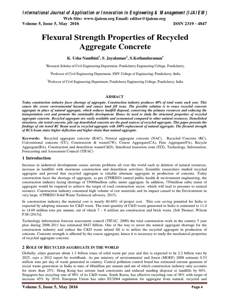 Flexural Strength of Recycled Aggregate Concrete | PDF | Construction ...