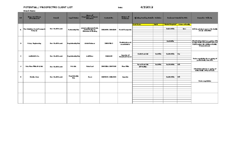 Potential Client - 3-Apr-12 | PDF