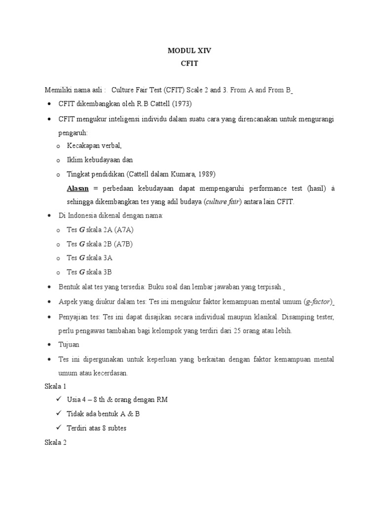 Lembar Jawaban Cfit 3a Guru Paud