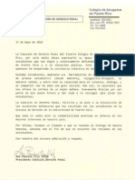 Carta de la Comisión de Derecho Penal - Colegio de Abogados de PR (17 de mayo de 2010)
