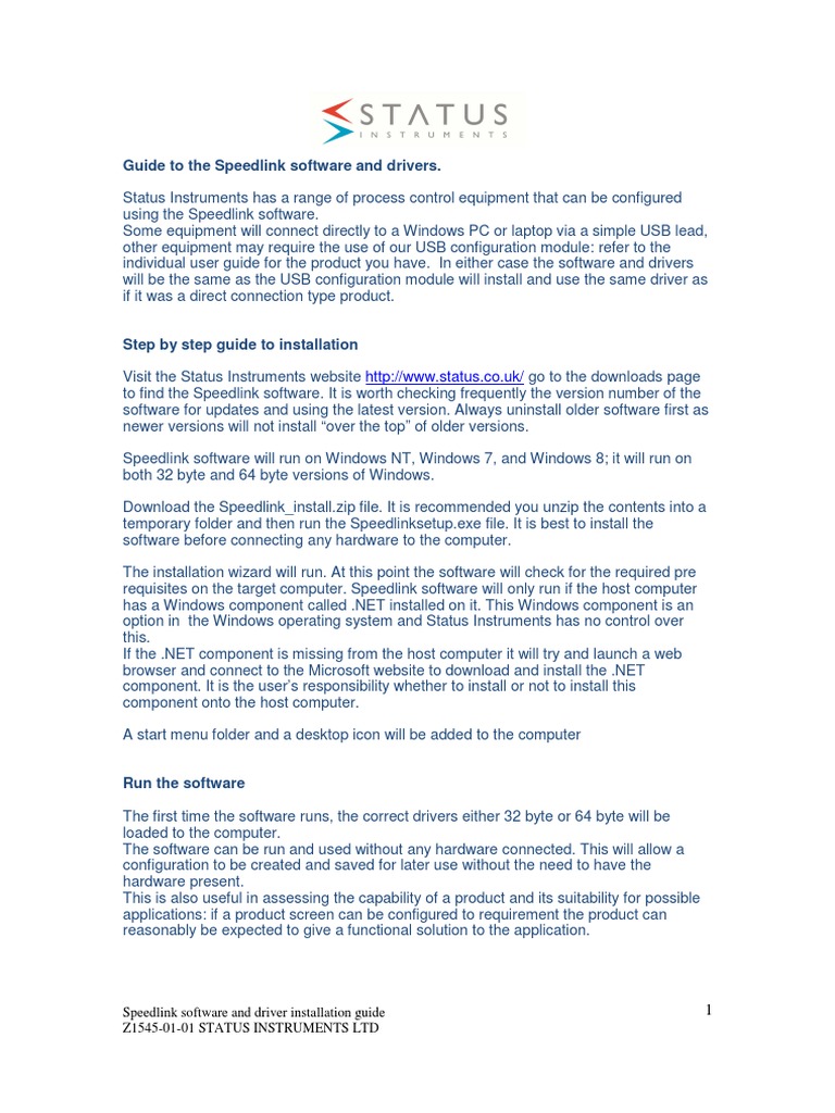 Speedlink Software and Driver Guide | PDF | Installation (Computer ...