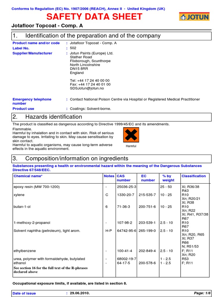 Regulation-compliant SDS for solvent-based coating | PDF | Chemistry ...