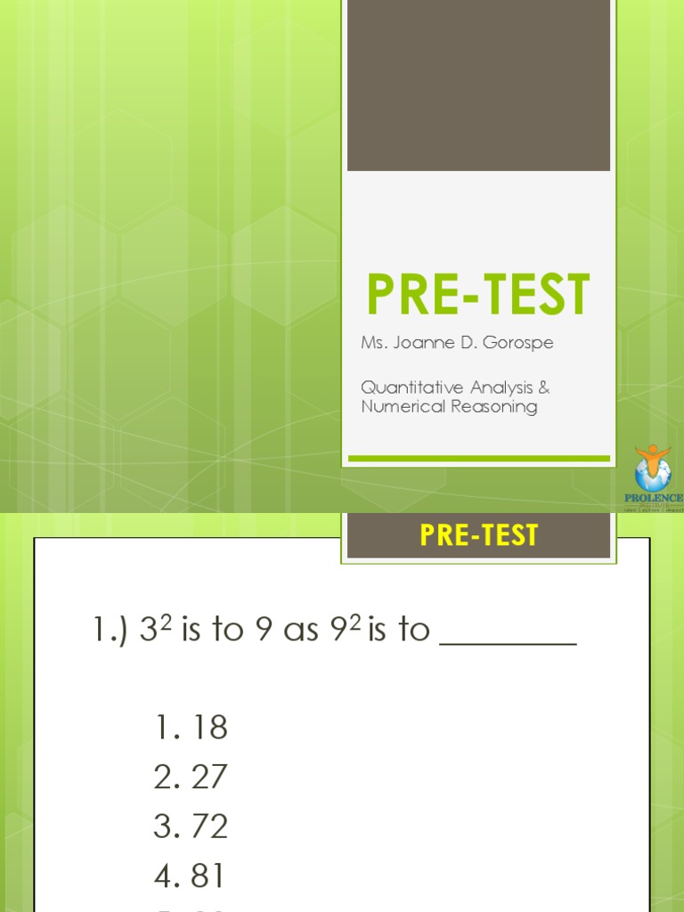 Quantitative Reasoning Pre-Test | PDF | Fraction (Mathematics) | Economies