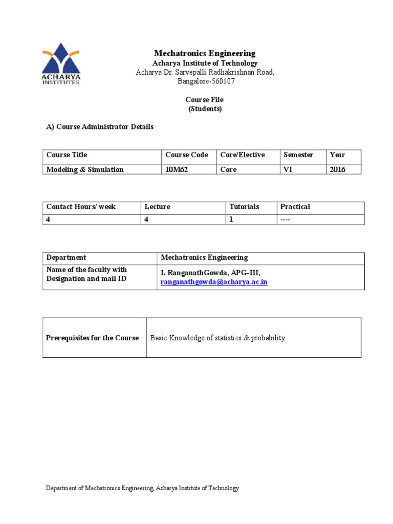 Course File (Students) 1.Docx10MT62 | PDF | Computer Simulation ...