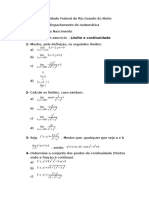 Lista de Exercício - Limite e Continuidade