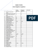 Marie Stopes Stock Register (Logistics) : SL Logistics Name Stock Quantity Physical Quantity Remarks