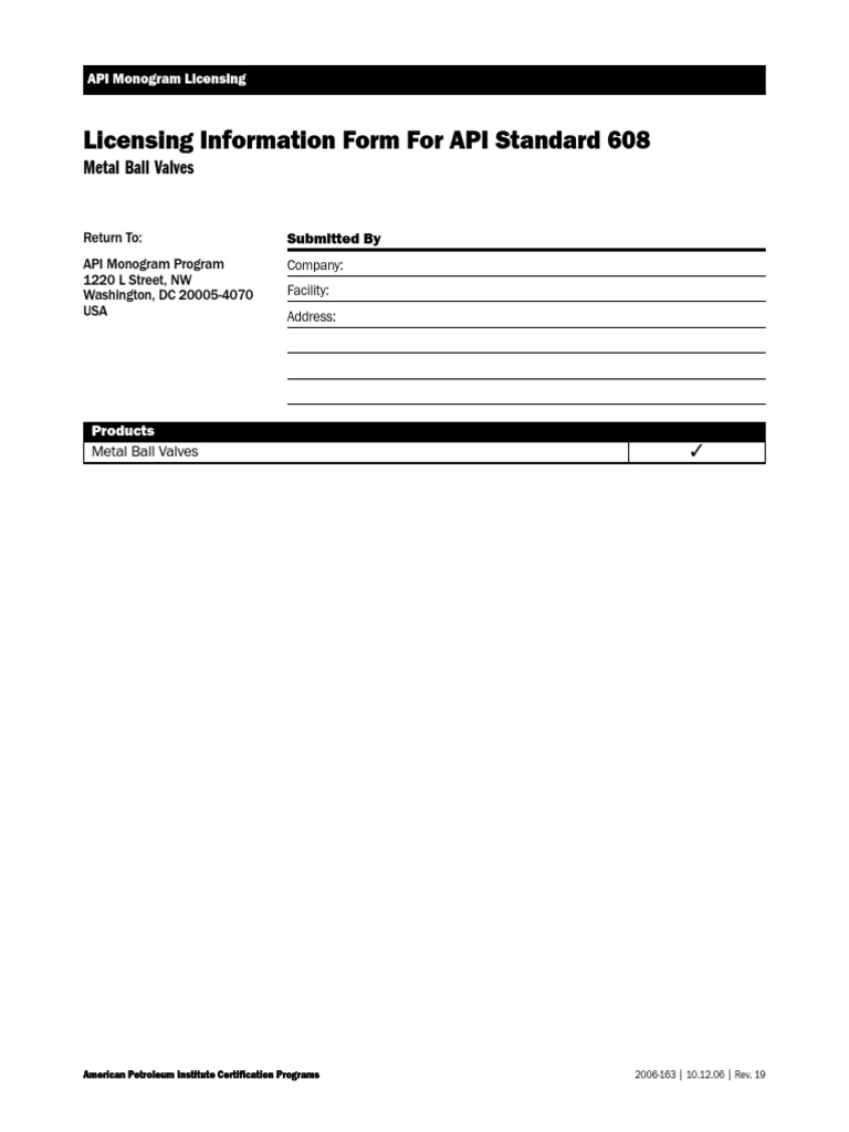 API Standard 608 Licensing Form | PDF | Technology & Engineering