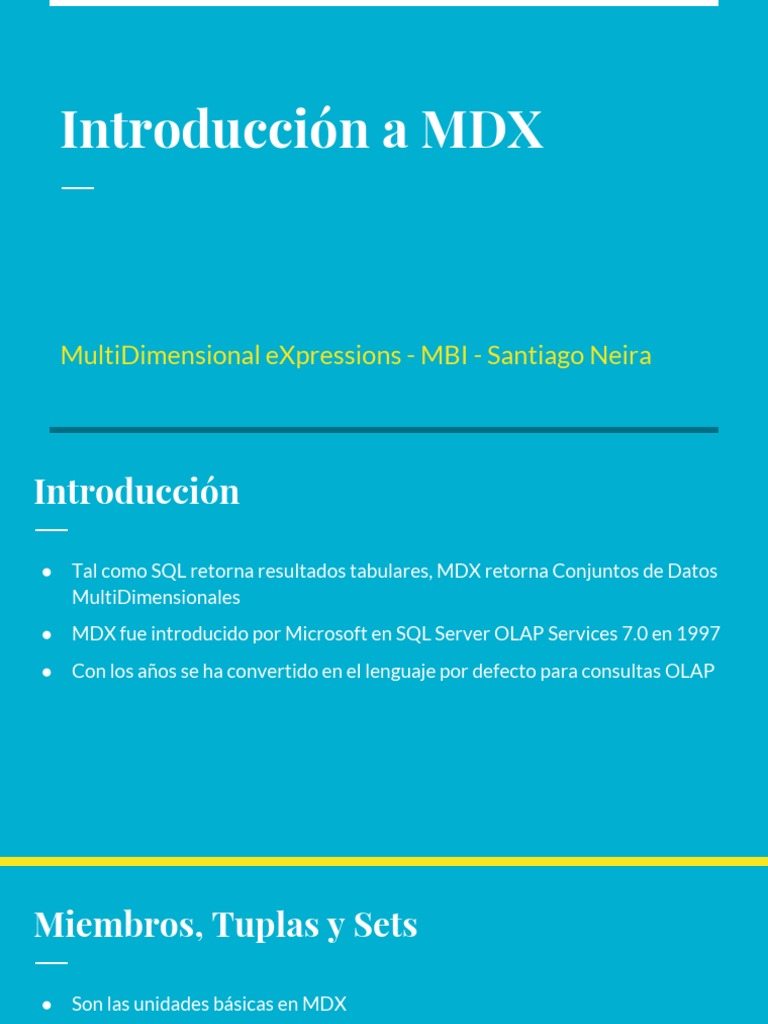 Introducción al lenguaje MDX | PDF | SQL | Soporte