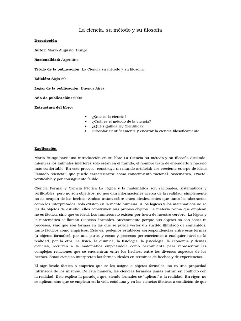 La CienciaMario Bunge Resumen Teoría Ciencia