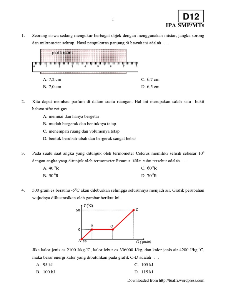 Latihan Soal UN IPA SMP 2016 PDF