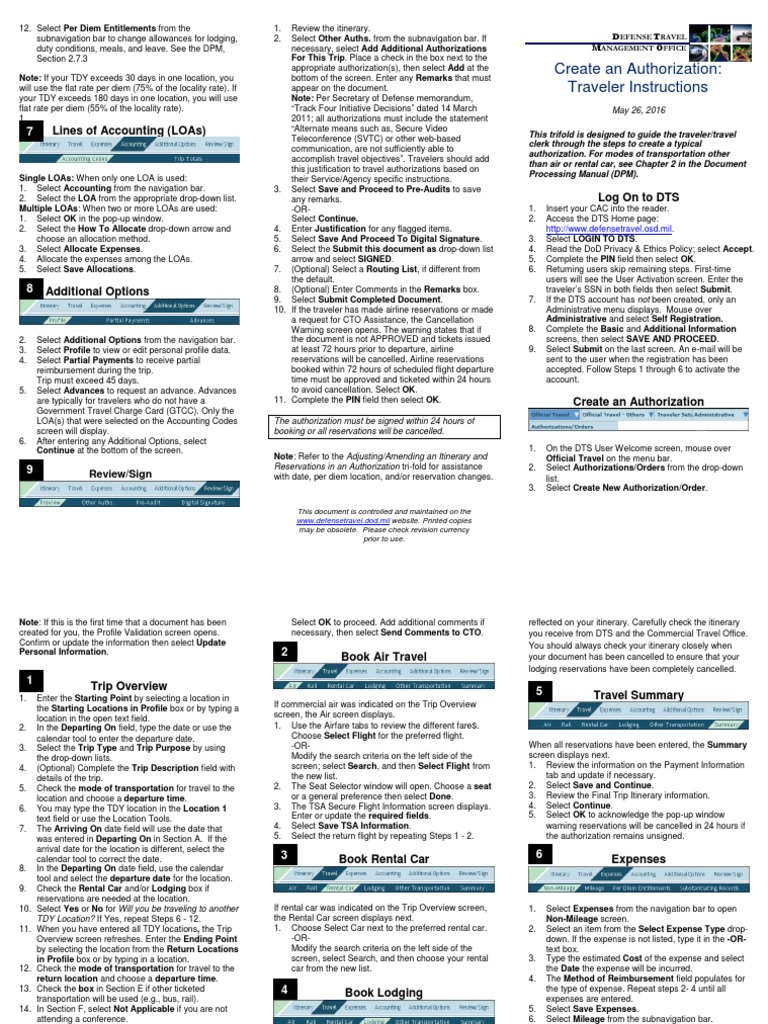 DTS Tri Fold Instructions for Authorization_Trifold Per Diem Technology