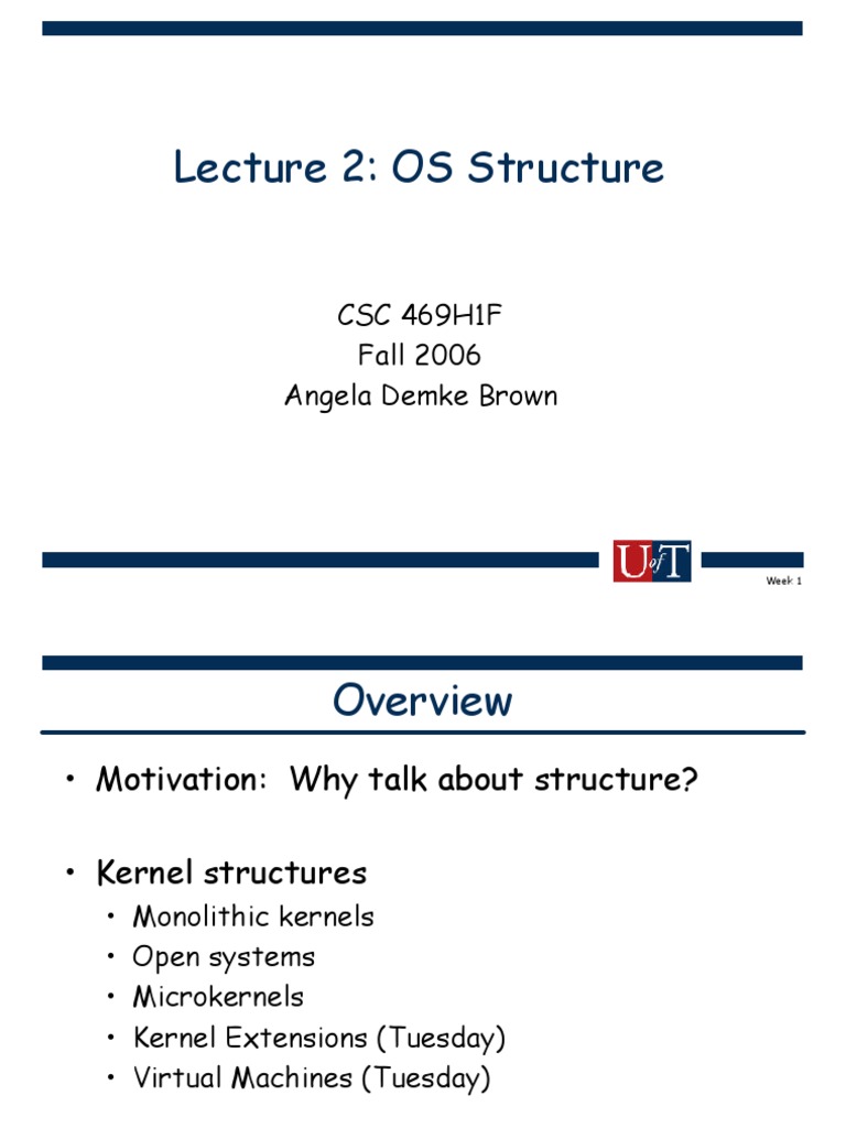 Lecture 2: OS Structure: CSC 469H1F Fall 2006 Angela Demke Brown | PDF ...