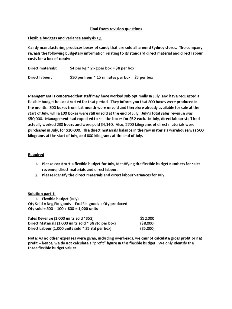 Flexible Budgets and Variance Analysis Guide | PDF | Profit (Accounting ...