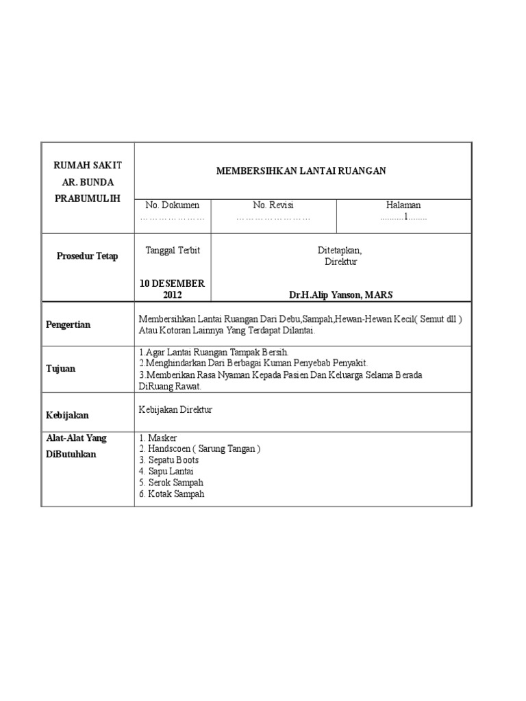 Sop Kebersihan