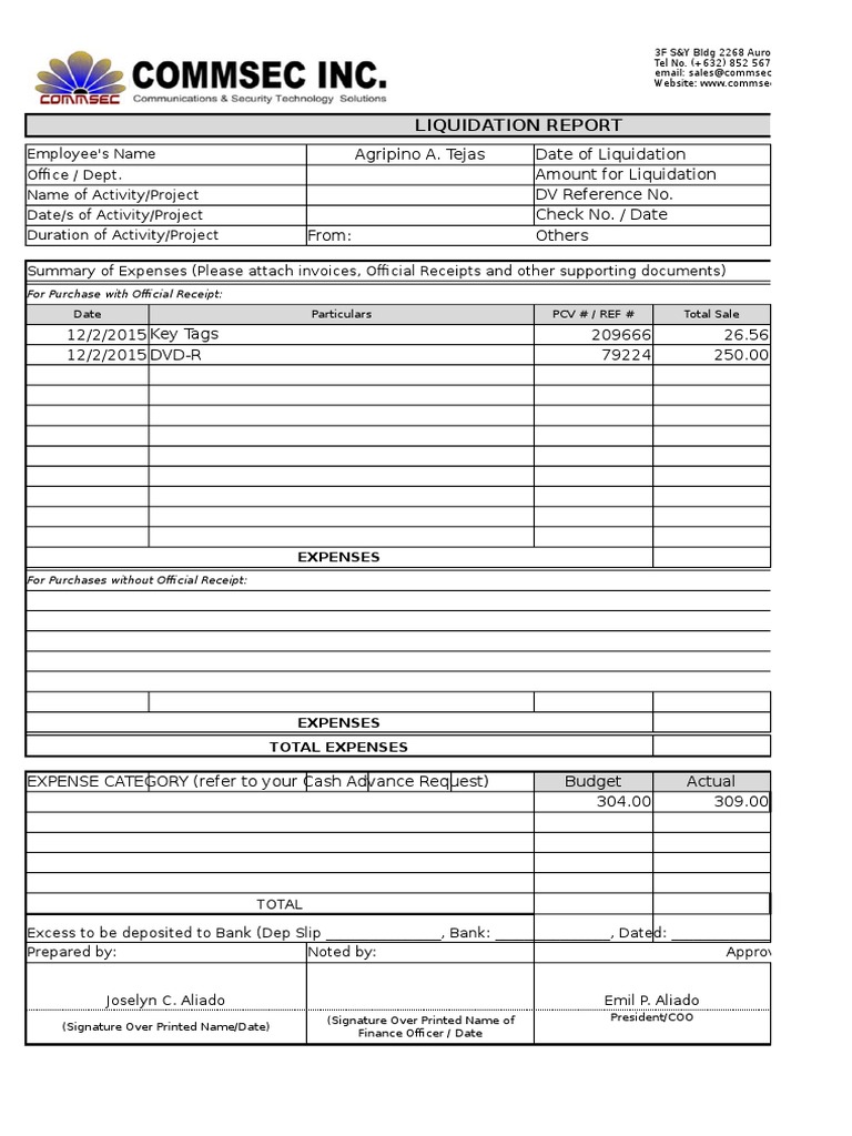 Liquidation Report Template | PDF