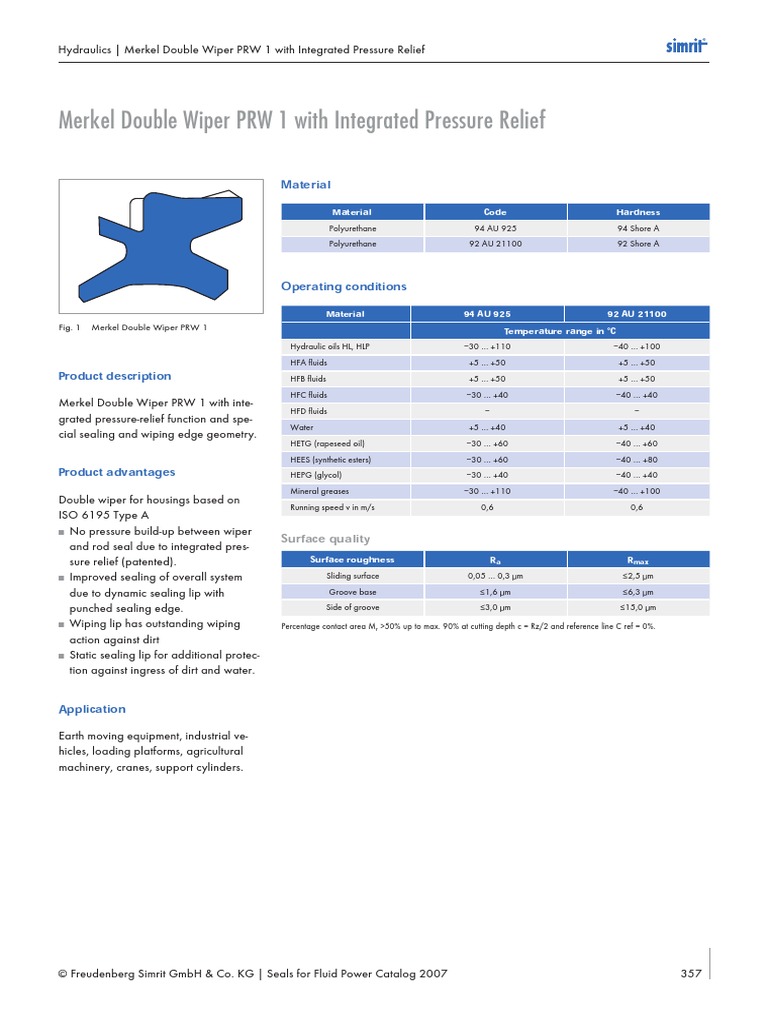 Merkel Double Wiper PRW 1 With Integrated Pressure Relief PDF