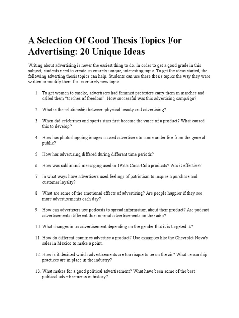 dissertation topics for advertising
