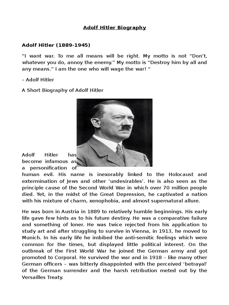 write the biography of hitler