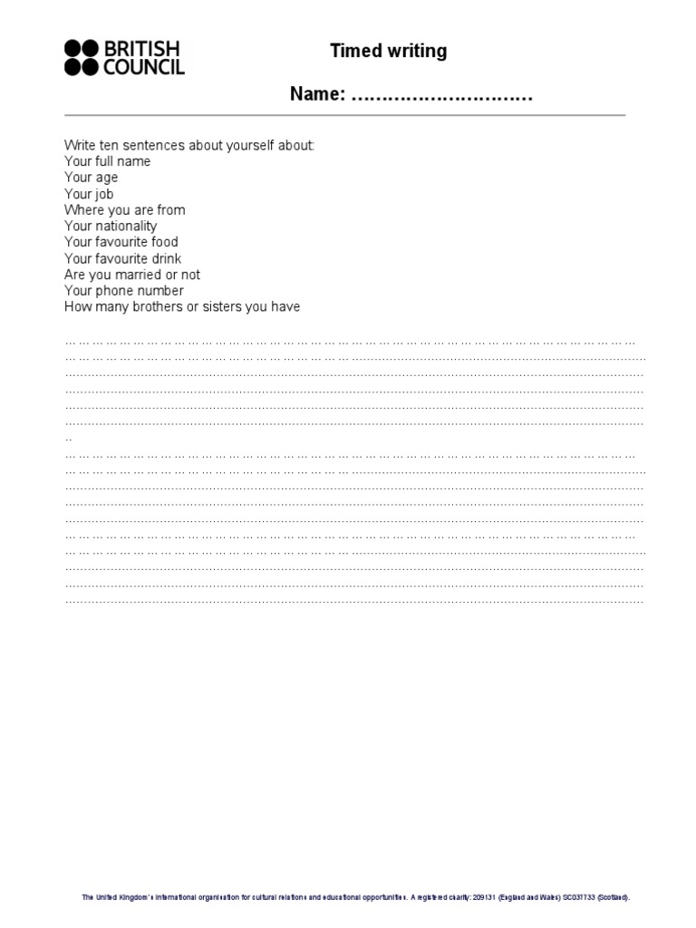 Personal Introduction Writing Exercise | PDF