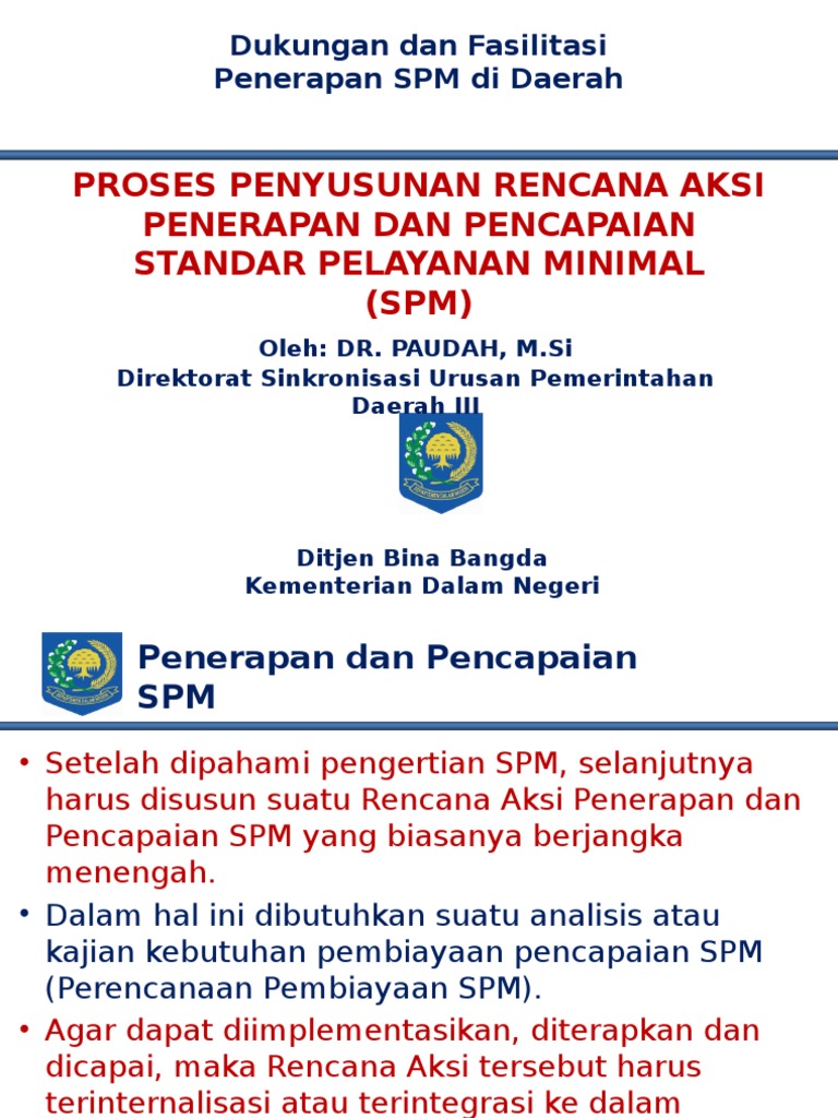 Rencana Aksi Penerapan SPM Daerah | PDF | Karier & Perkembangan