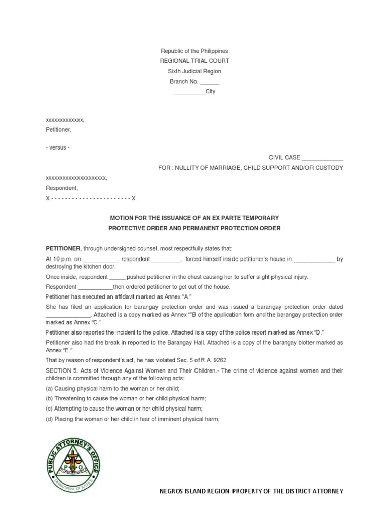 Vawc Template Tpo Ppo for legforms Restraining Order Public Sphere