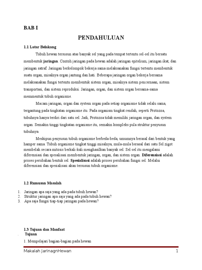 Makalah Biologi Jaringan Hewan
