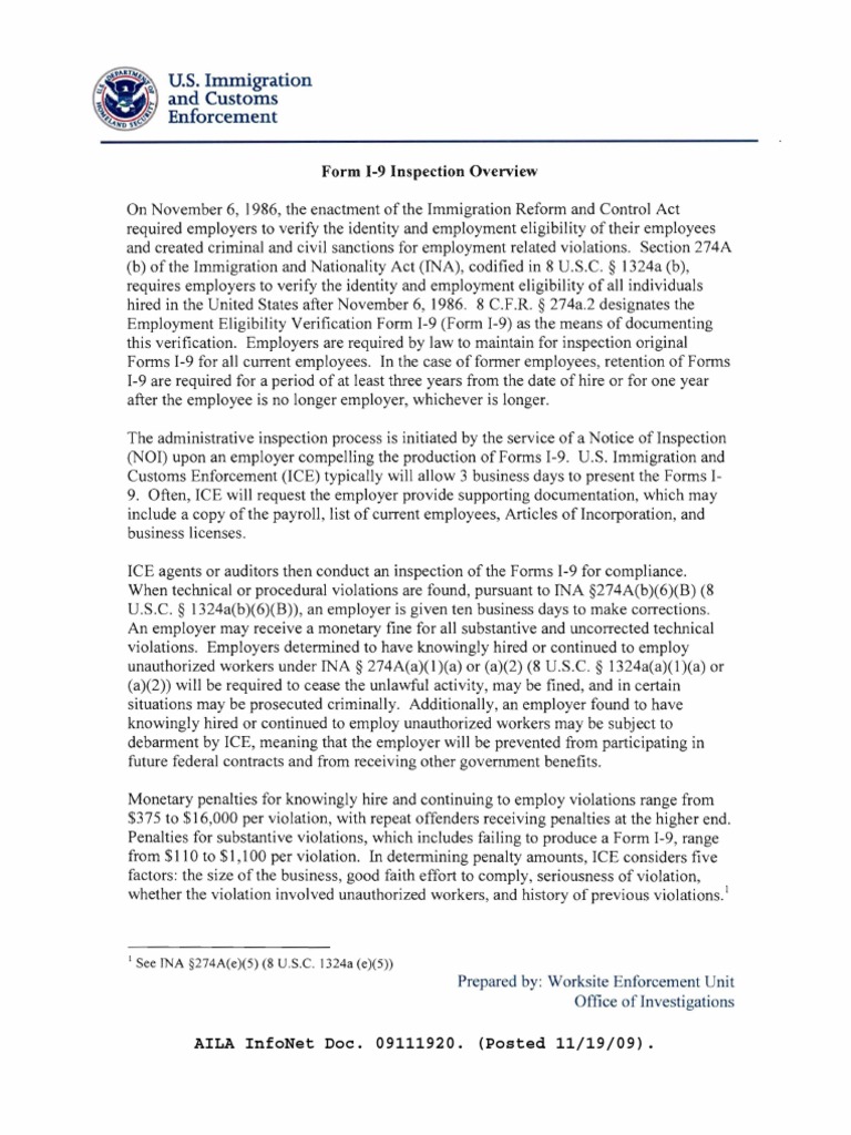 Form I-9 Inspection Overview | PDF | Social Institutions | Social Science