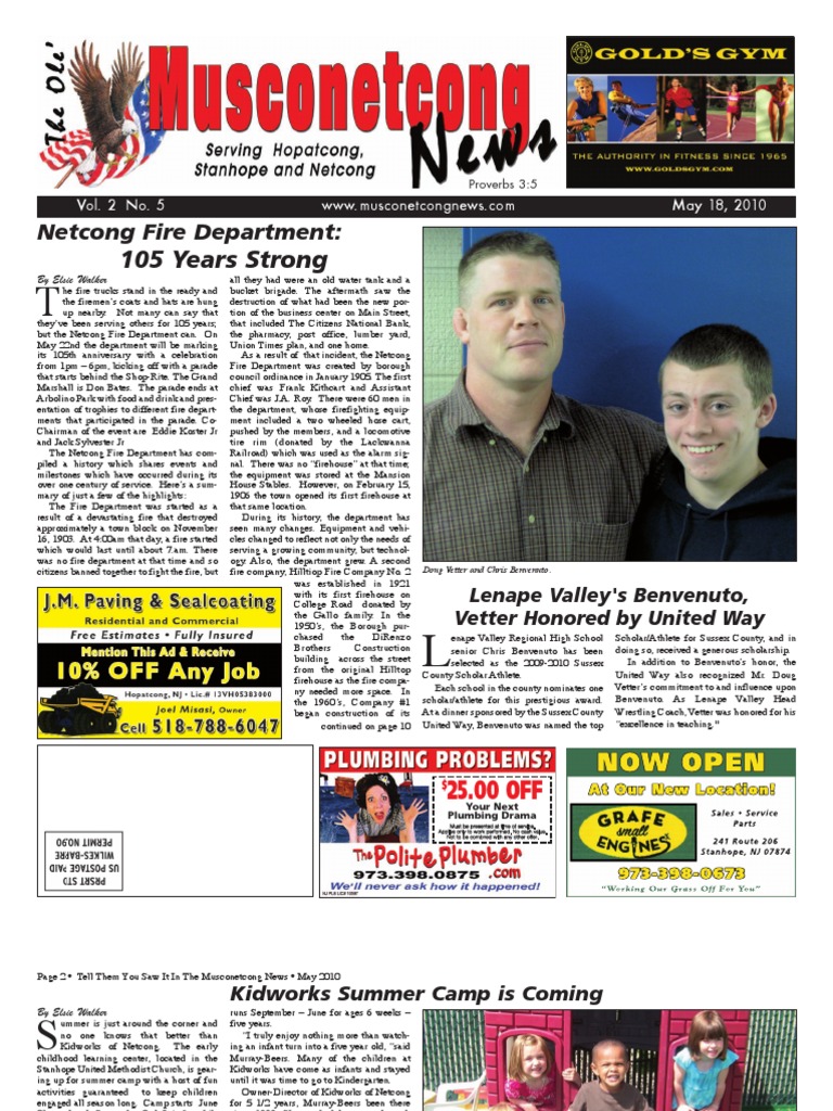 105 Years Strong Netcong Fire Department PDF Physical Fitness Recycling