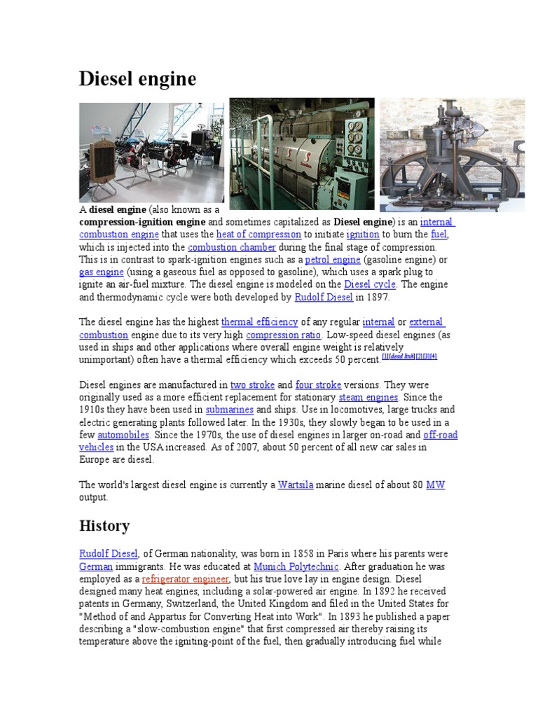 Parts of Diesel Engine PDF Diesel Engine Internal Combustion Engine
