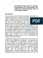 Patterns of Contraceptive Usage and The Most Common Reason For Discontinuation of Contraceptive Use in Women Attending The Family Planning Clinic of Lagos University Teaching Hospital