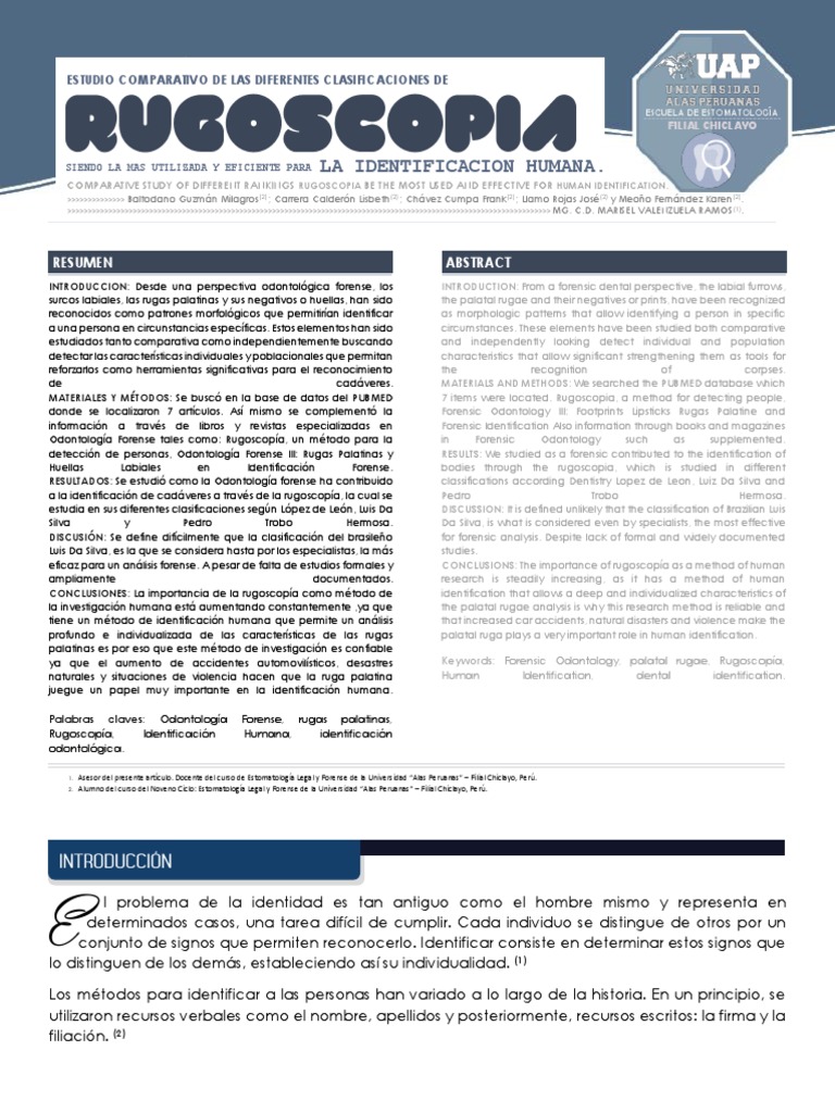 Estudio Comparativo de Las Diferentes Clasificaciones de Rugoscopía ...
