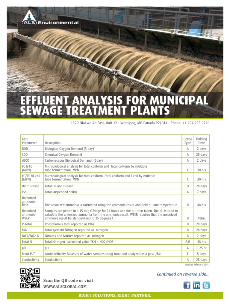CANADA Winnipeg Effluent Analysis | PDF | Environmental Technology ...