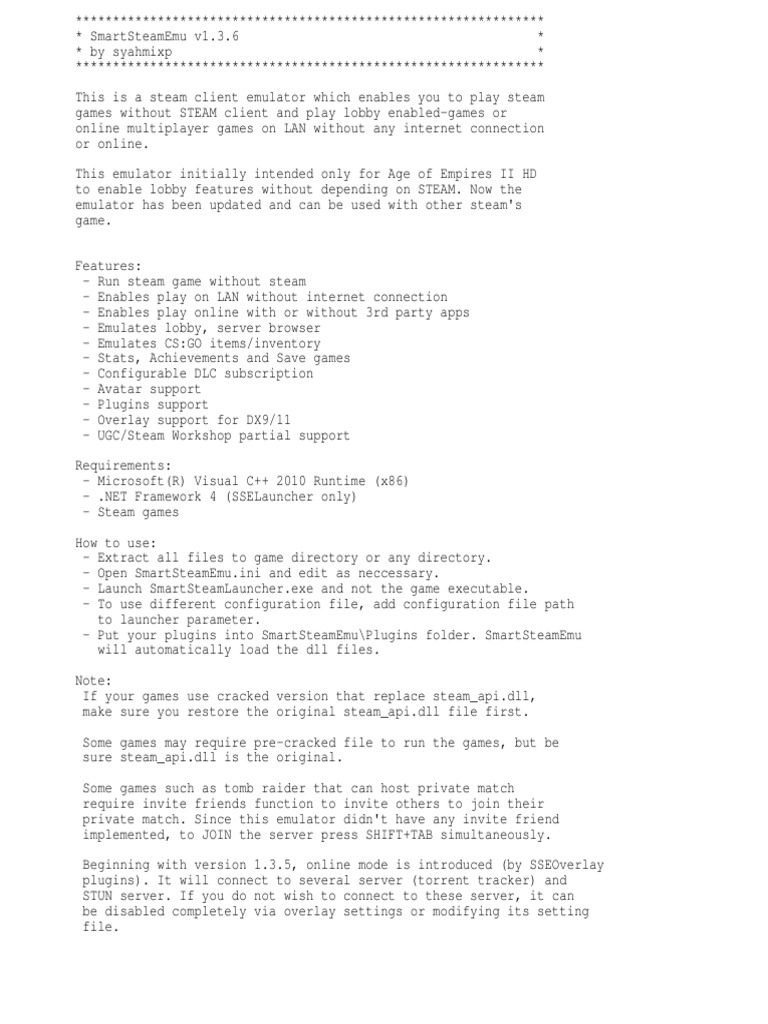 Smart Steam Emu Application Programming Interface Command Line