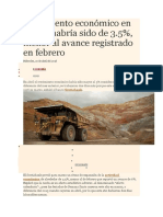 Crecimiento Económico en Marzo Habría Sido de 3