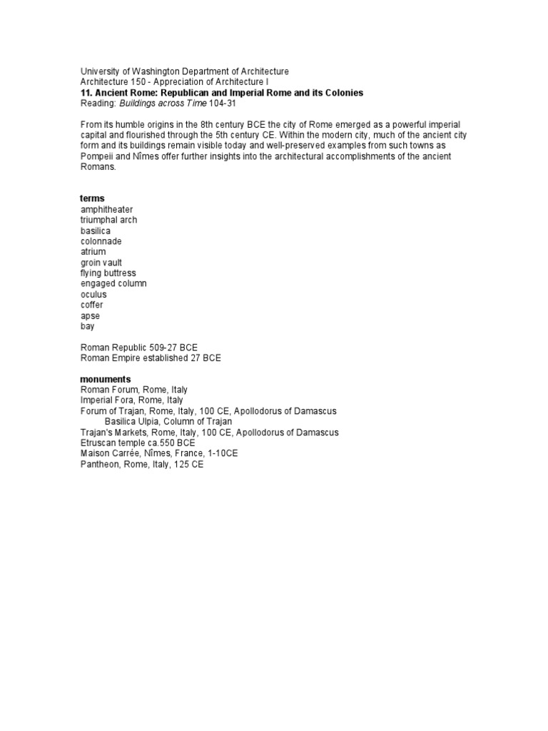 Ancient Roman Architecture Overview | PDF | Art