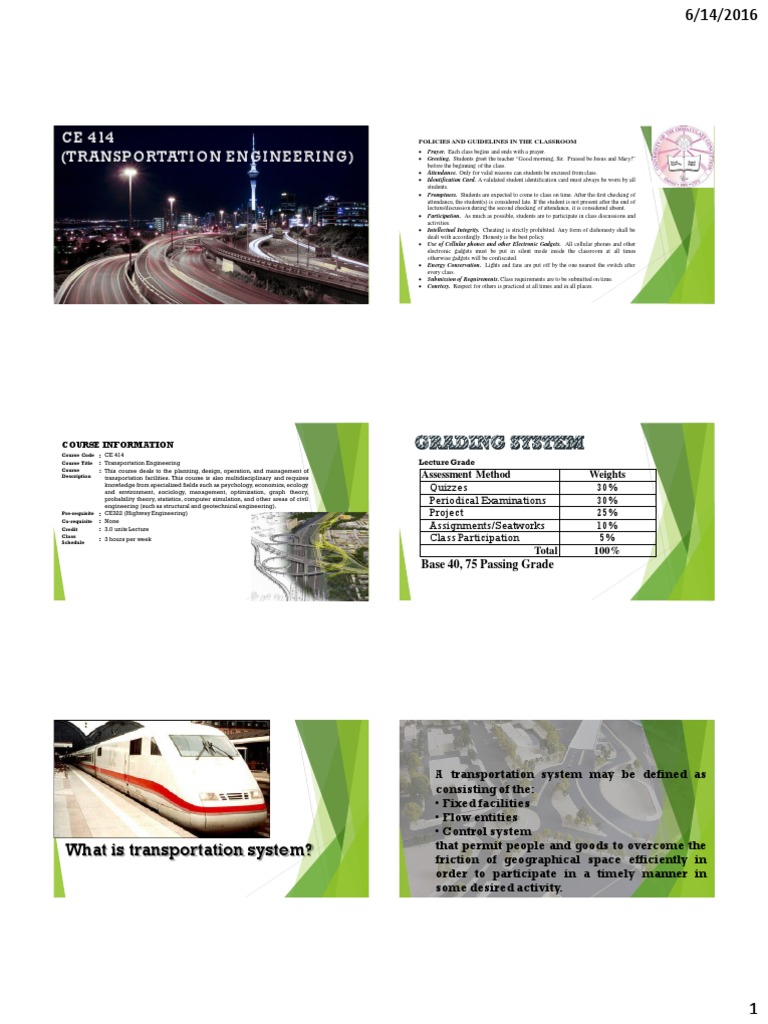 Transportation Engineering Week 1A | PDF | Airport | Transport