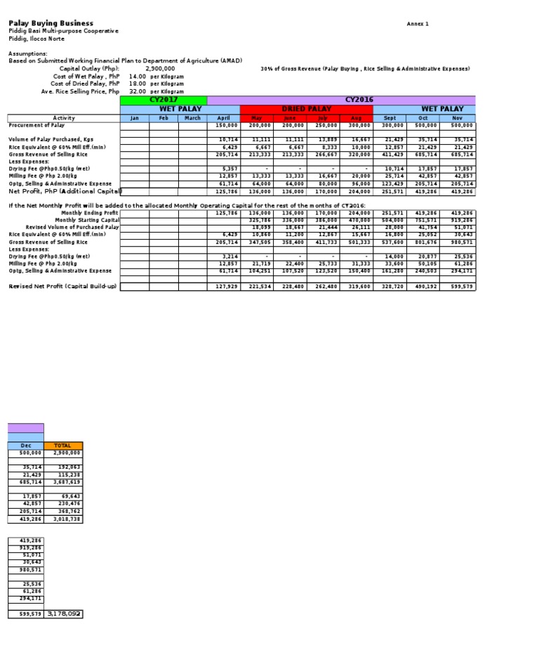 buy and sell of palay business plan