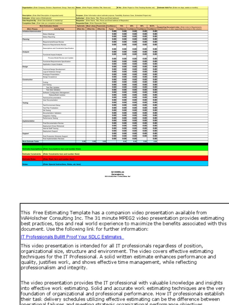 Software Development Estimation Template | PDF | Documentation ...