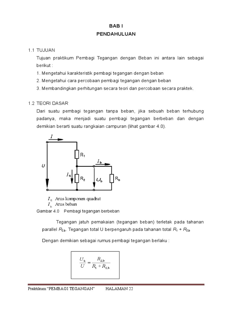Bab I Pembagi Tegangan Dengan Beban