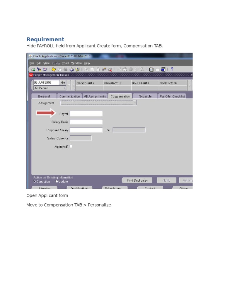Payroll Field Hide in Oracle HRMS | PDF | Finance & Money Management