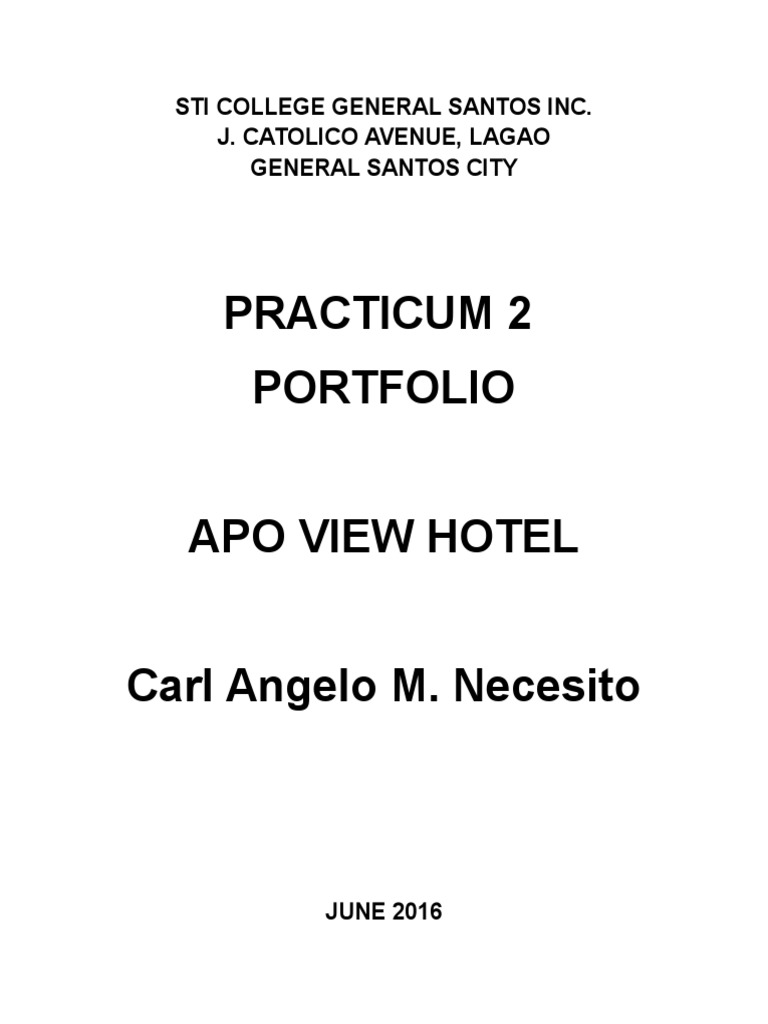 Portfolio for ojt sample Housekeeping Hotel