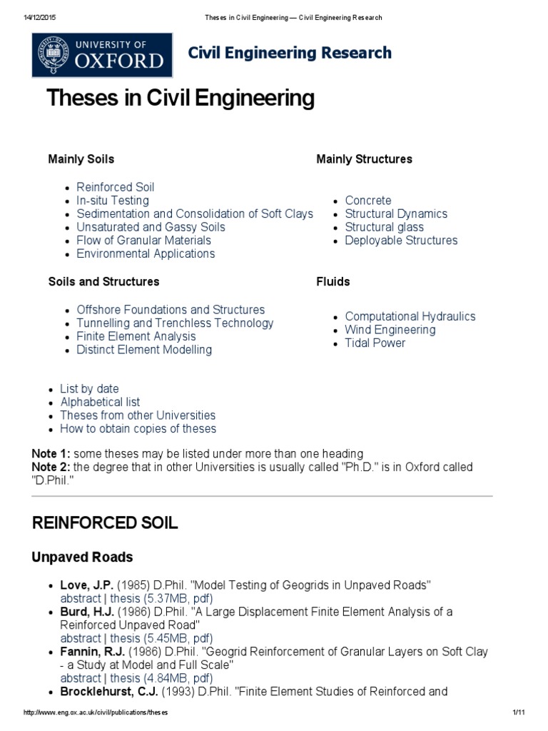 example of thesis title in civil engineering