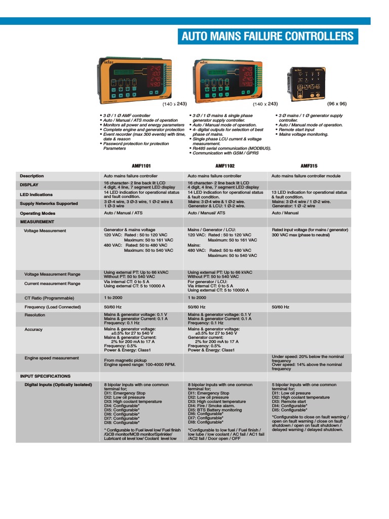 Auto Mains Failure Controller Overview | PDF | Mains Electricity ...