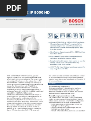 Autodome Ip 5000 Hd Data Sheet Enus 19166825227 H 264 Mpeg 4 Avc